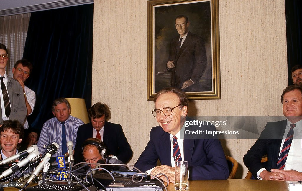 Media Mogul Rupert Murdoch during a press conference to announce a