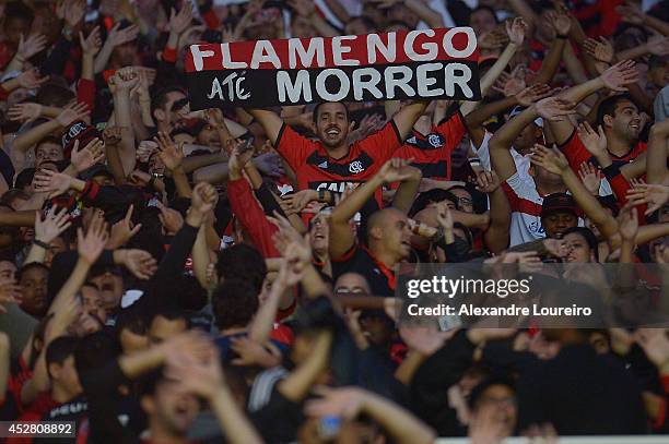 General view of fans of Flamengo during the match between Flamengo and Botafogo as part of Brasileirao Series A 2014 at Maracana stadium on July 27,...