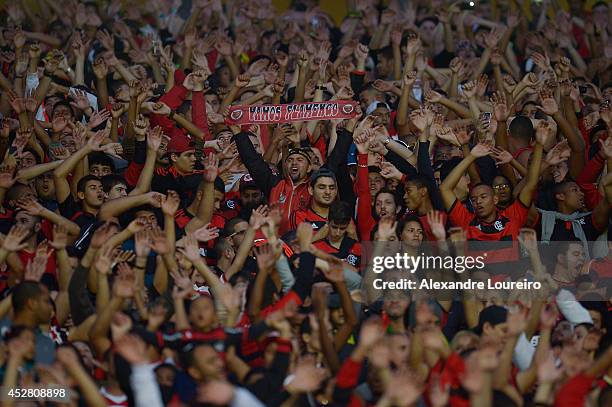 General view of fans of Flamengo during the match between Flamengo and Botafogo as part of Brasileirao Series A 2014 at Maracana stadium on July 27,...