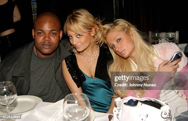 Harve Pierre, Nicole Richie and Paris Hilton during Sean P. Diddy Combs' Surprise 35th Birthday Party at Figa in New York City, New York, United...