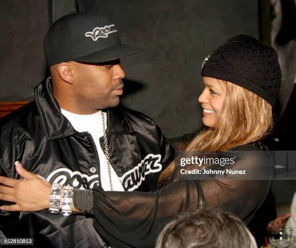 Damon Dash and Blu Cantrell during Sean P. Diddy Combs' Surprise 35th Birthday Party at Figa in New York City, New York, United States.