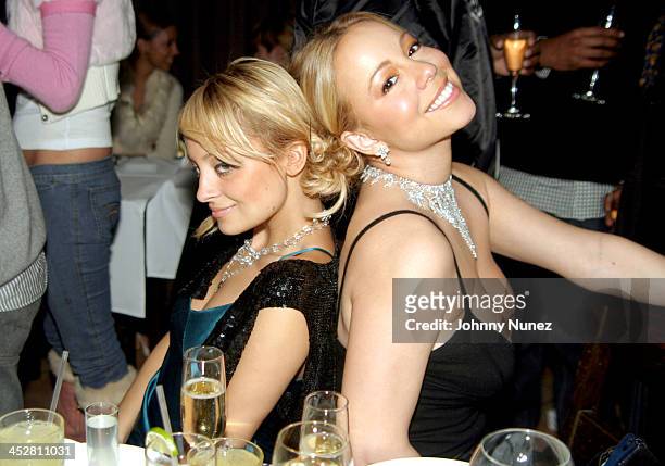 Nicole Richie and Mariah Carey during Sean P. Diddy Combs' Surprise 35th Birthday Party at Figa in New York City, New York, United States.