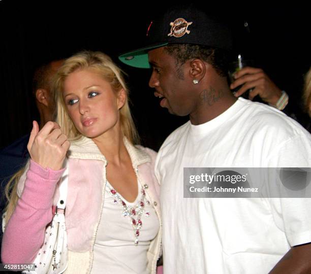 Paris Hilton and Sean P.Diddy Combs during Sean P. Diddy Combs' Surprise 35th Birthday Party at Figa in New York City, New York, United States.