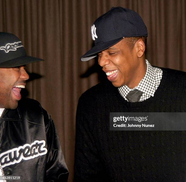 Damon Dash and Jay-Z during Sean P. Diddy Combs' Surprise 35th Birthday Party at Figa in New York City, New York, United States.