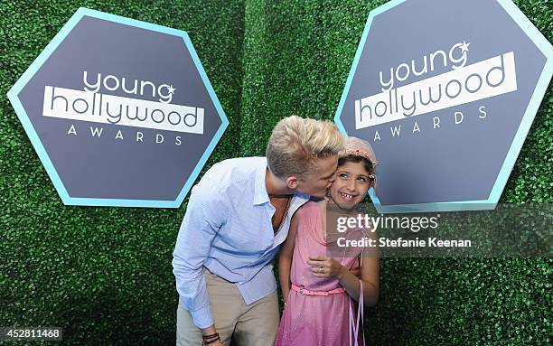 Actor Cody Simpson and Make a Wish recipient Wish Child Grace attend the 2014 Young Hollywood Awards brought to you by Samsung Galaxy at The Wiltern...