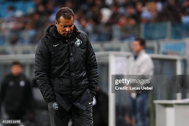 Celso Roth, coach of Coritiba during the match Gremio v Coritiba as part of Brasileirao Series A 2014, at Arena do Gremio on July 27, 2014 in Porto...