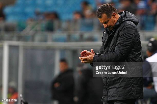 Celso Roth, coach of Coritiba during the match Gremio v Coritiba as part of Brasileirao Series A 2014, at Arena do Gremio on July 27, 2014 in Porto...