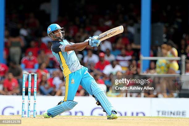 Keddy Lesporis pulls for six during a match between The Trinidad and Tobago Red Steel and St. Lucia Zouks as part of the week 3 of Caribbean Premier...