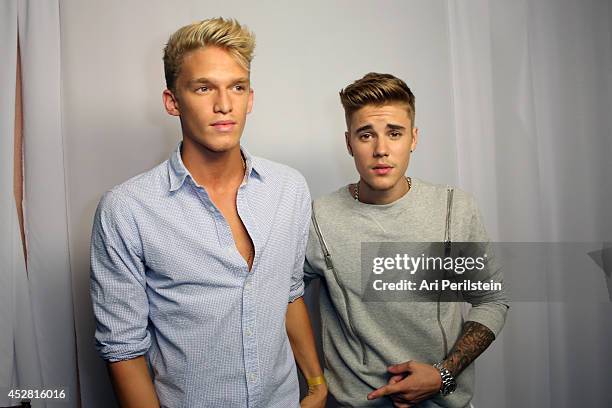 Singer-songwriters Cody Simpson and Justin Bieber attend the 2014 Young Hollywood Awards brought to you by Samsung Galaxy at The Wiltern on July 27,...