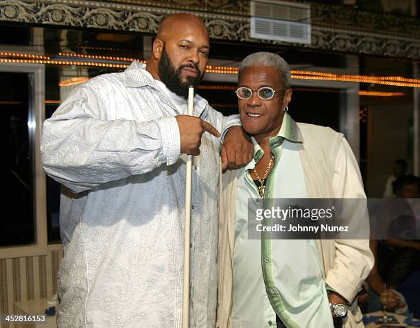 Suge Knight and George Daniels during The Jordan Brand Celebrates the Debut of the Carmelo Anthony Collection at Fantasea Yacht in Marina Del Rey,...