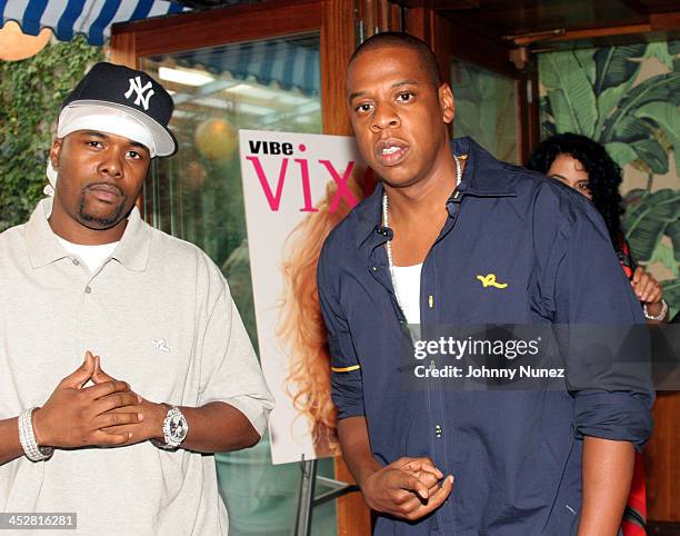 Memphis Bleek and Jay-Z during VIBE Vixen VIP Dinner - August 10, 2005 at Maritime Hotel in New York City, New York, United States.