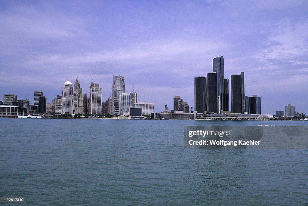 Canada, Ontario, Windsor, View Of Downtown Detroit...