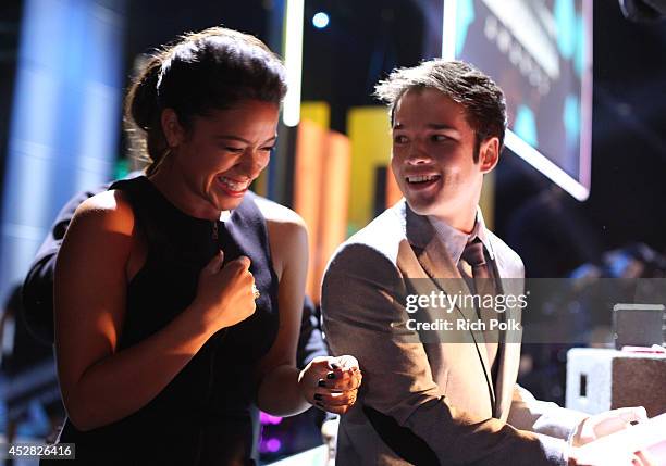 Actors Gina Rodriguez and Nathan Kress backstage at the 2014 Young Hollywood Awards brought to you by Samsung Galaxy at The Wiltern on July 27, 2014...