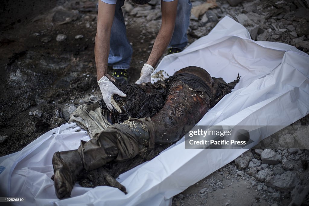 Member of the red crescent found remains  inside the house...