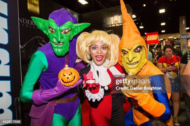 Costumed fans Wade Schnell, Enasi Volz and Nathan Schnell attend Comic-Con International at San Diego Convention Center on July 27, 2014 in San...