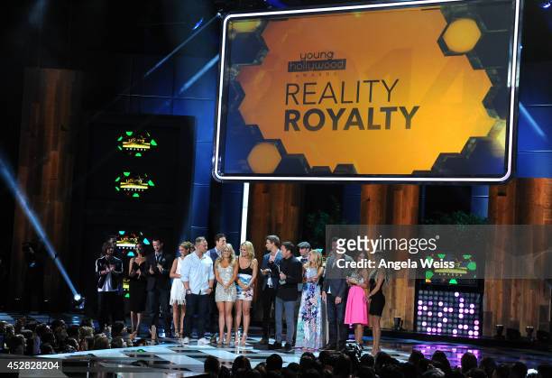 Reality TV Show Host Chris Harrison and the casts of 'The Bachelor' and 'The Bachelorette' receive The Reality Royalty Award onstage at the 2014...