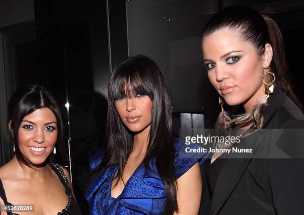 Jaci Reid, Kourtney Kardashian, Kim Kardashian and Khloe Kardashian attend New Era & 944 Magazine Pre-Grammy Party at Studio 944 on February 7, 2009...