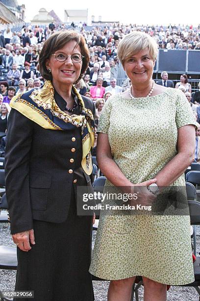 Emilia Mueller and Gloria von Thurn und Taxis attend the Thurn & Taxis Castle Festival 2014 - Angela Gheorghiu Concert on July 27, 2014 in...