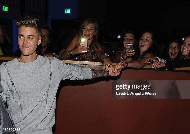 Honoree Justin Bieber in the audience at the 2014 Young Hollywood Awards brought to you by Samsung Galaxy at The Wiltern on July 27, 2014 in Los...