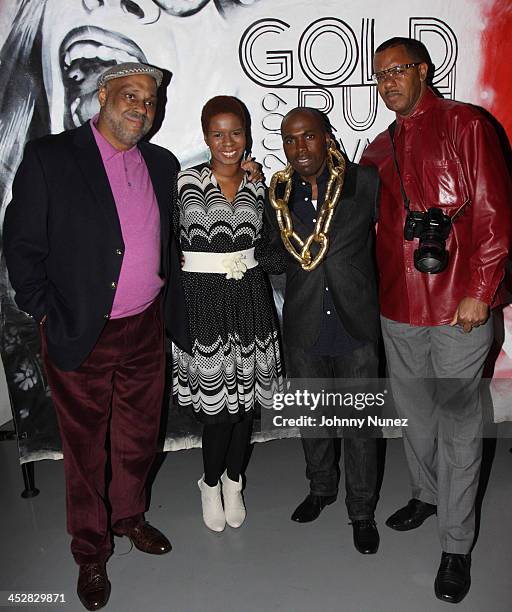 Danny Simmons, Tangie Murray, Derrick Adams and Jamel Shabazz attend the 2009 Gold Rush awards at the Red Bull Space on February 10, 2009 in New York...