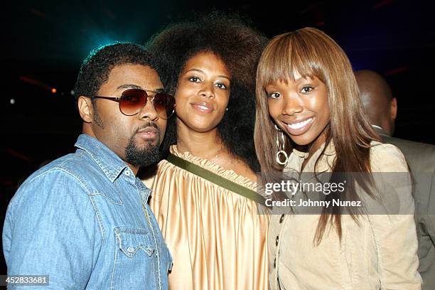 Musiq, Kelis and Brandy during Olympus Fashion Week Spring 2006 - Baby Phat - Front Row and Backstage at Radio City Music Hall in New York City, New...