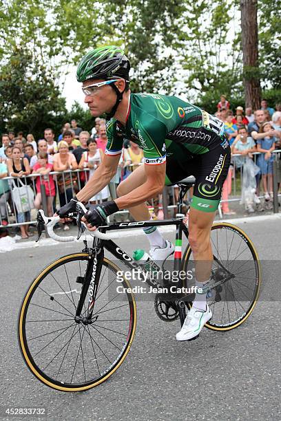 Thomas Voeckler of France and Team Europcar in action during stage eighteen of the 2014 Tour de France, a 146 km road stage from Pau to Hautacam on...