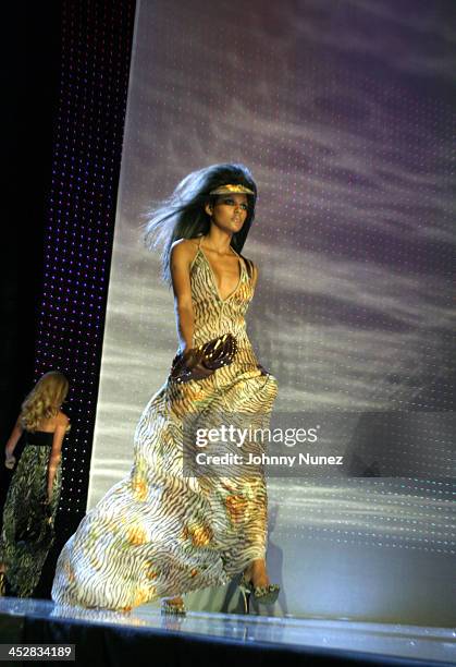 Model wearing Baby Phat Spring 2006 during Olympus Fashion Week Spring 2006 - Baby Phat - Front Row and Backstage at Radio City Music Hall in New...