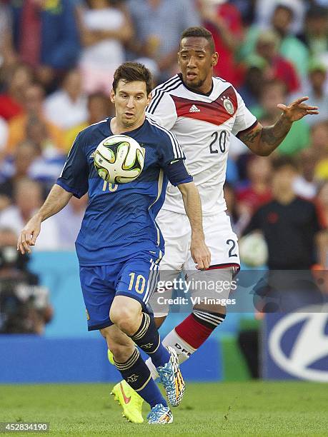 Lionel Messi of Argentina, Jerome Boateng of Germany during the final of the FIFA World Cup 2014 on July 13, 2014 at the Maracana stadium in Rio de...