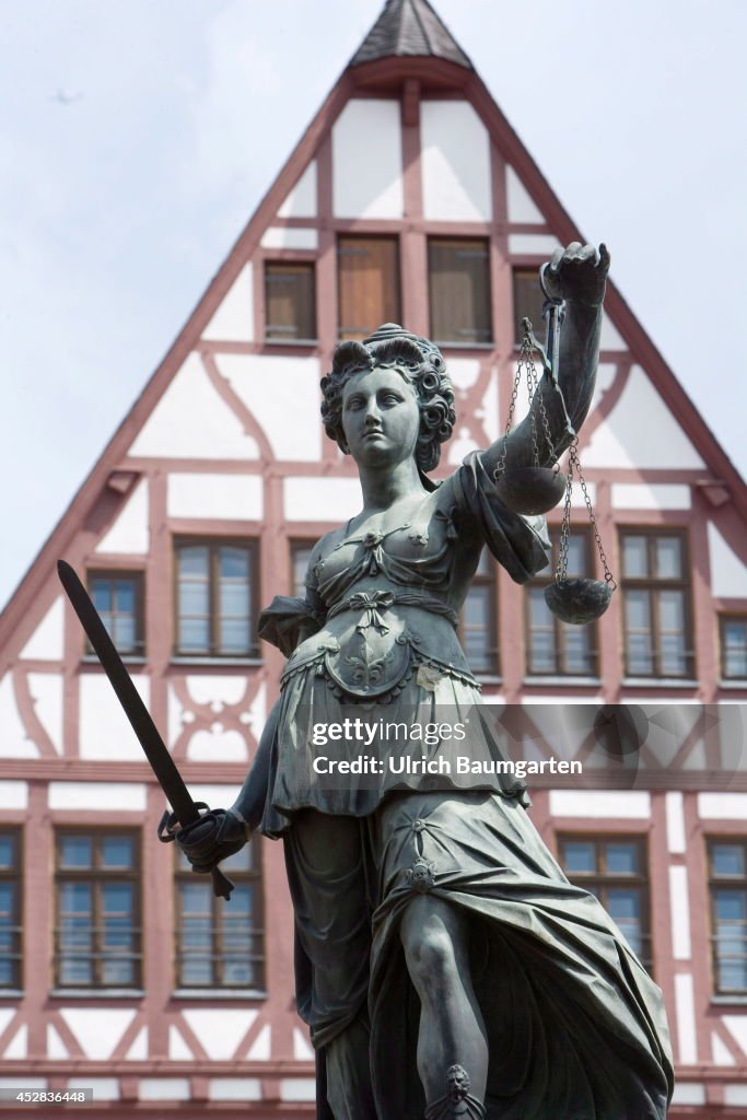 Frankfurt at river Main. Lady Justice.