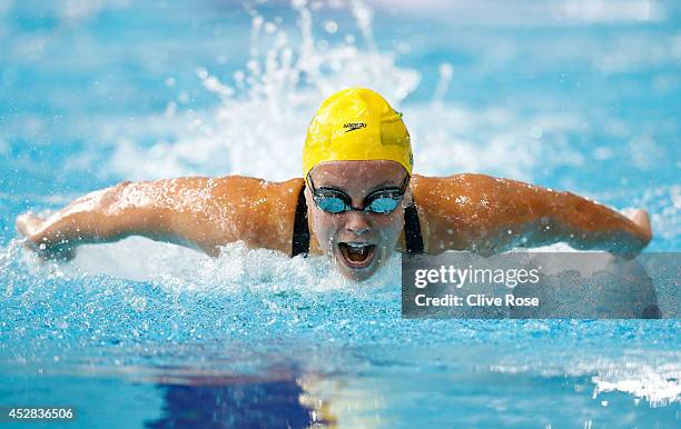 Ellen Gandy of Australia competes in the Women's 200m Butterfly Heat 2 at Tollcross International Swimming Centre during day five of the Glasgow 2014...