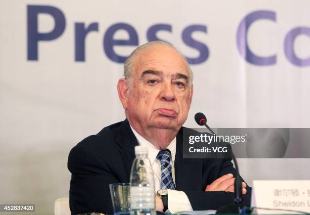 Sheldon Lavin, CEO of the OSI Group, attends a press conference over the recent expired meat scandal at Hengshan Picardie Hotel on July 28, 2014 in...