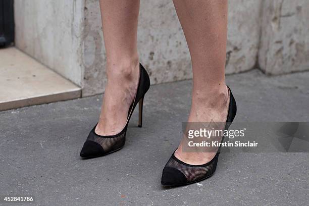 Lawyer Anna Nasiota wears Gianvito Rossi shoes day 4 of Paris Haute Couture Fashion Week Autumn/Winter 2014, on July 9, 2014 in Paris, France.