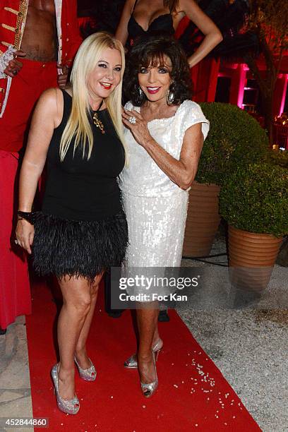 Monika Bacardi and Joan Collins attend the Monika Bacardi Summer Party 2014 St Tropez at Les Moulins de Ramatuelle on July 27, 2014 in Saint Tropez,...