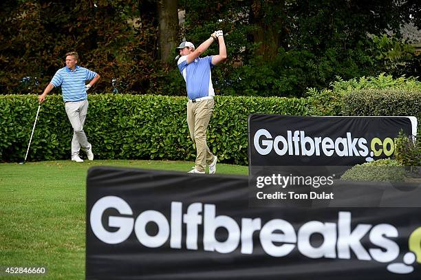 Matt Rice of Purley Downs Golf Club tees off from the 1st hole during the Golfbreaks.com PGA Fourball Championship - Southern Regional Qualifier at...