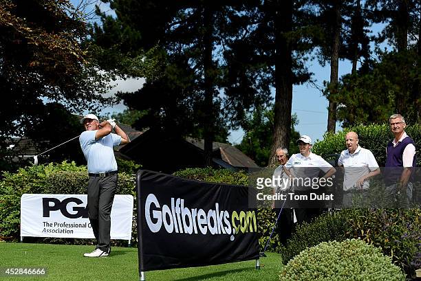 Paul Thornley of Progressive Golf Aids Limited tees off from the 1st hole during the Golfbreaks.com PGA Fourball Championship - Southern Regional...