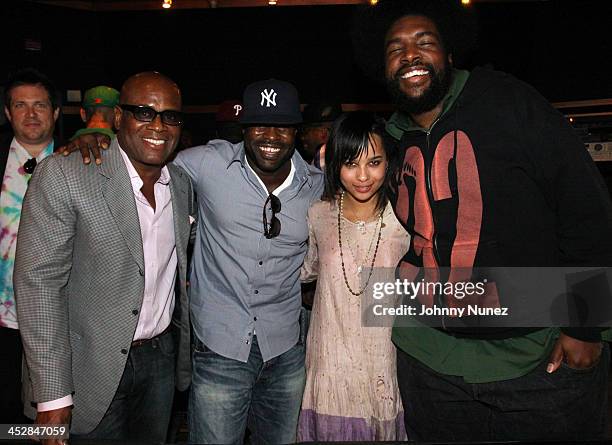 Reid, Black Thought, Zoe Kravitz and Questlove attend the The Roots' private listening session at Legacy Studios on May 20, 2010 in New York City.