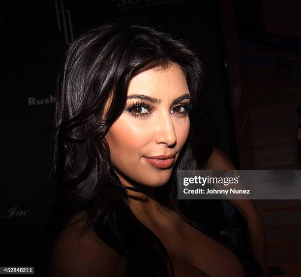 Kim Kardashian attends Russell Simmons Rush Philanthropic Arts Foundation Art For Life Miami Beach benefit gala on March 14, 2009 in Miami, Florida.