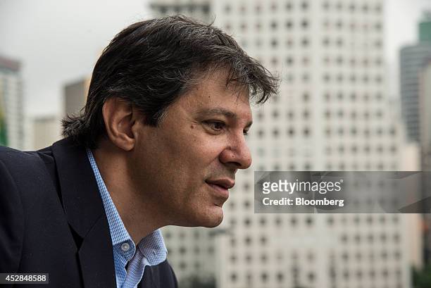Fernando Haddad, mayor of Sao Paulo, speaks during an interview at City Hall in Sao Paulo, Brazil, on Thursday, July 10, 2014. Haddad hopes the World...
