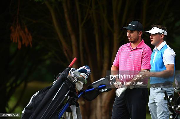 Benjamin Ross and Christopher Devonport of Windlesham Golf Club look on during the Golfbreaks.com PGA Fourball Championship - Southern Regional...