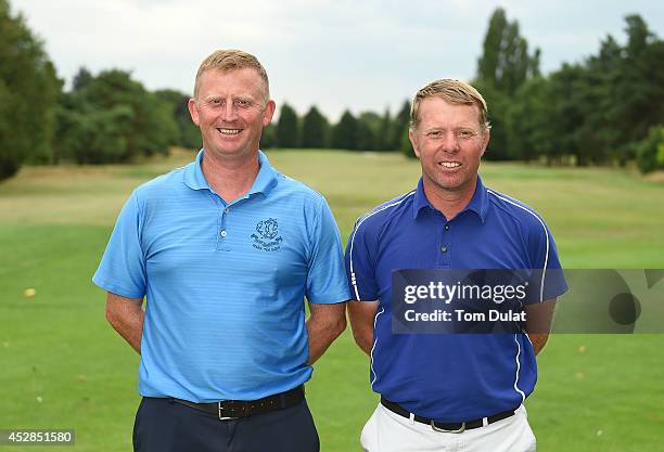 Mark Treleaven of Hayling Golf Club and Jonathan Barnes of Oak Park Golf Club pose for photos after winning the Golfbreaks.com PGA Fourball...