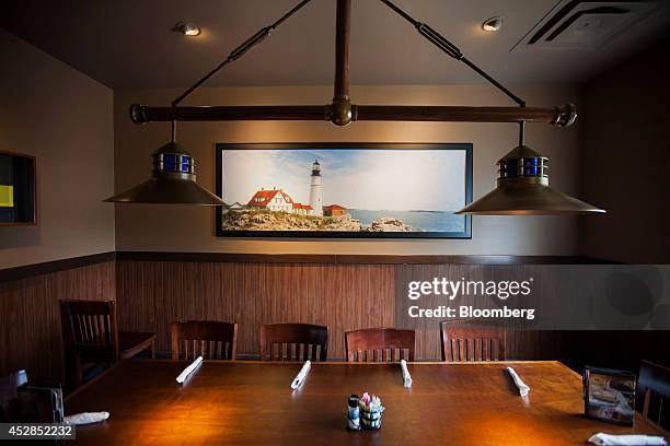 Set table sits prepared for customers at a Red Lobster restaurant in Yonkers, New York, U.S., on Thursday, July 24, 2014. Darden Restaurants Inc. And...