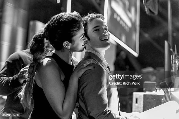 Actors Gina Rodriguez and Nathan Kress backstage at the 2014 Young Hollywood Awards brought to you by Samsung Galaxy at The Wiltern on July 27, 2014...
