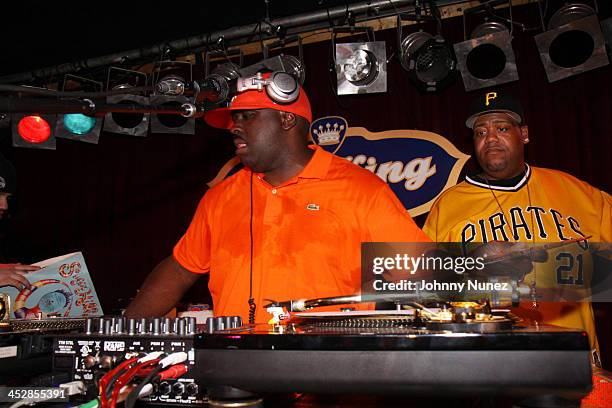 Funkmaster Flex and MC Frank Jugga attend B.B. King Blues Club & Grill on August 21, 2009 in New York City.