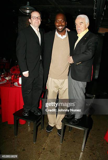Tom Calderone, John Salley and Jack Valenti during Vh1 Global Fund Dinner at Stout NYC in New York City, New York, United States.
