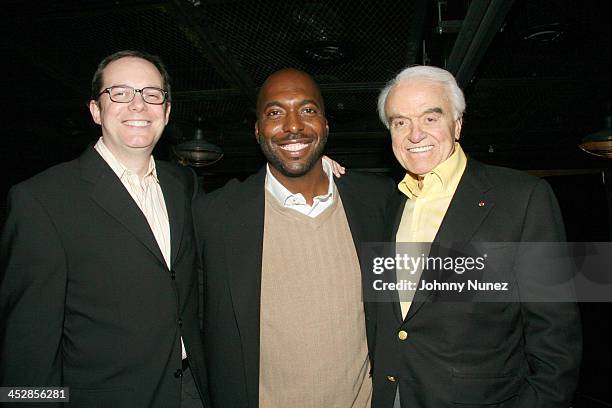 Tom Calderone, John Salley and Jack Valenti during Vh1 Global Fund Dinner at Stout NYC in New York City, New York, United States.