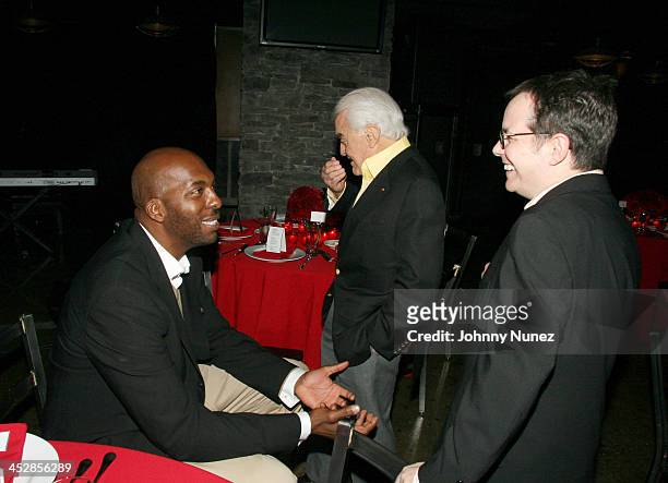 John Salley, Jack Valenti and Tom Calderone during Vh1 Global Fund Dinner at Stout NYC in New York City, New York, United States.
