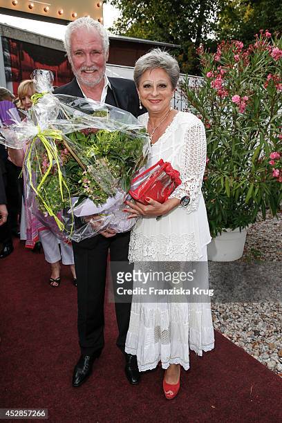 Klaus Lenk and Dagmar Frederic attend Udo Walz's 70th Birthday celebration at Bar jeder Vernunft on July 28, 2014 in Berlin, Germany.