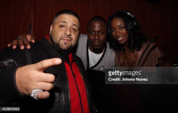Khaled , DJ Mos and DJ Kiss attend Mick Boogie's birthday celebration at Mr. West on March 30, 2009 in New York City.