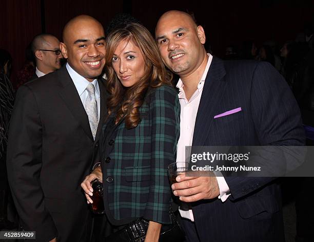 Paul Estevez, Jennifer Yu and Tony Martinez attend Mick Boogie's birthday celebration at Mr. West on March 30, 2009 in New York City.