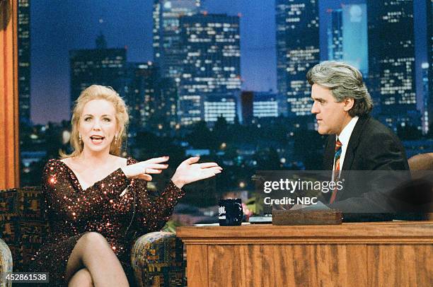 Episode 765 -- Pictured: Actress Brett Butler during an interview with host Jay Leno on September 12, 1995 --